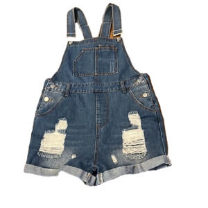 𝅺shein distressed cut off overalls, size Small in good condition